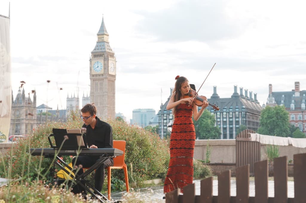 Dance Meets Arts performance and audience on the County Hall Members' Terrace