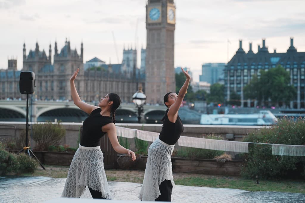 Dance Meets Arts performance and audience on the County Hall Members' Terrace