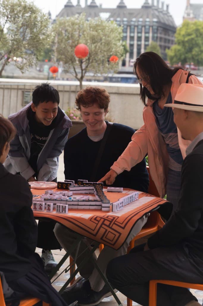 Mahjong on the Members' Terrace with the Houses of Parliament behind