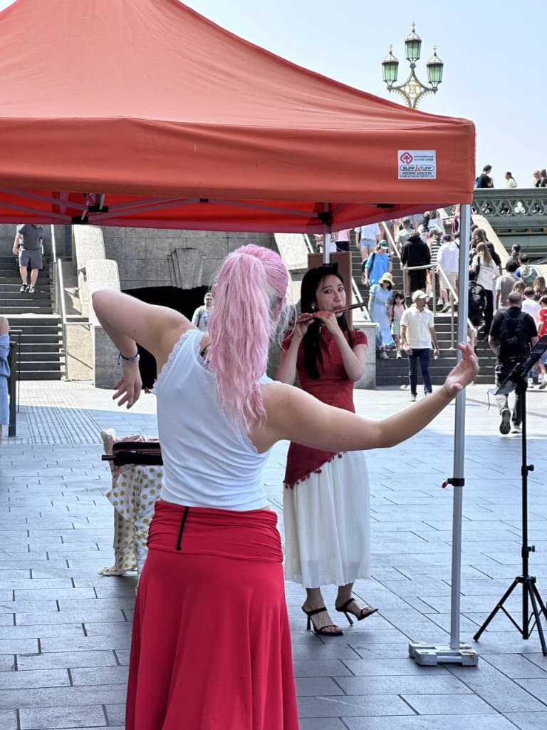 Outdoor dance and flute performance for Under the Same Sun at County Hall